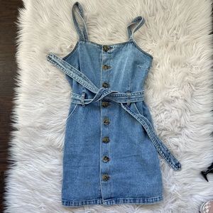 Denim Button up overall dress